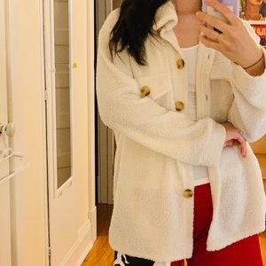 Cozy white sweater coat